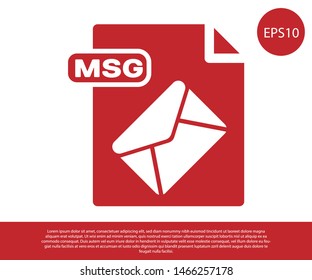 Red MSG file document. Download msg button icon isolated on white background. MSG file symbol.  Vector Illustration