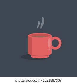 red mug coffee glass in flat vector design.