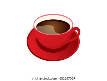Red mug of coffee icon vector isolated on a white background. Red cup of coffee vector illustration
