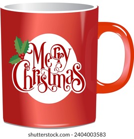 Red mug Merry Christmas (vector)