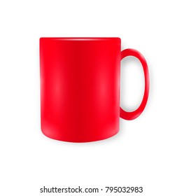 Red mug on white background