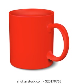 Red mug realistic 3D mockup on a white background vector illustration