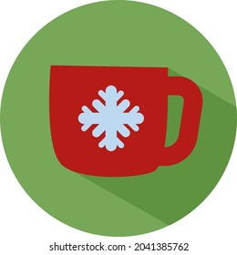 Caneca vermelha com chá, ilustração, vetor, em um fundo branco.