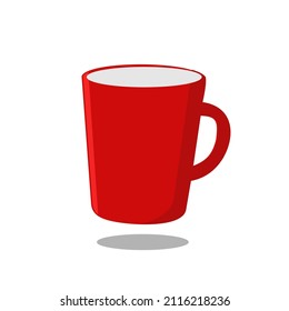 A red mug of tea, isolated on a light background. Vector illustration.