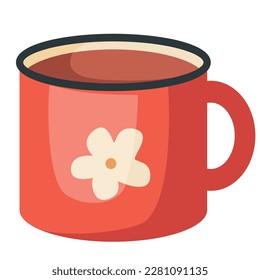 red mug with tea vector illustration