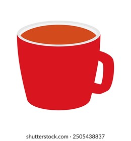 Red Mug With Tea Vector Illustration