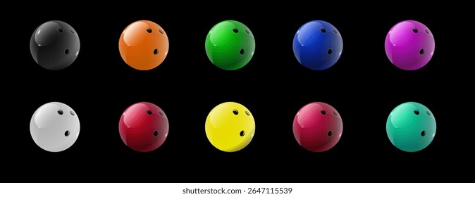 Red and multicolor Bowling Ball isolated on transparent background. Vector illustration.