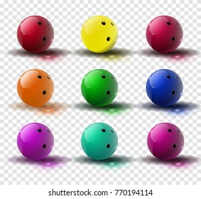 Red and multicolor Bowling Ball isolated on transparent background. Vector illustration.Vector illustration