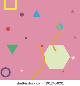 Red Multicolor Violet Digital Geometrical Art Illustration. Green Grey Simple Vector Background. Blue Pink Yellow Ornamental Fabrics. Colorful Orange Purple Modern Hipster Style Background.
