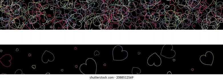 Red Multicolor Violet Pink Green Art Illustration. Colorful Rainbow Black Vector Party Romantic Background. Confetti Hearts Love Neon Green Print. Purple Transparent White Blue Modern Art Pattern.