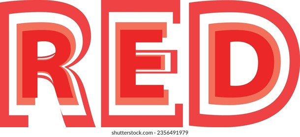 red multicolor word, isolated on white background, vector illustration.