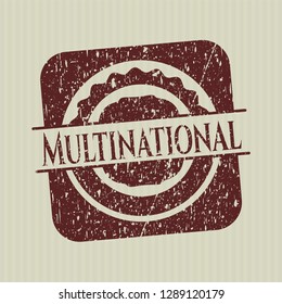 Red Multinational distress rubber grunge stamp