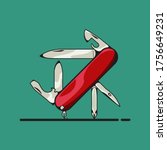 Red Multi-tools illustration on a green background