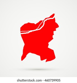 Red municipality Aarau, Aarau district, canton (country subdivision) of Aargau, Switzerland Map Illustration