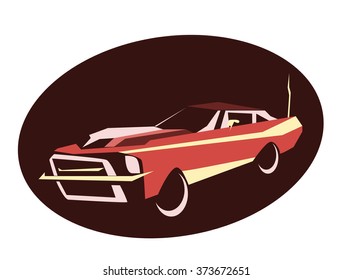 Red muscle car. Flat style. EPS8 Vector illustration