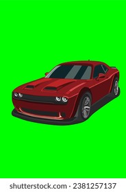 Red Muscle Car Modification High Power Vector Art