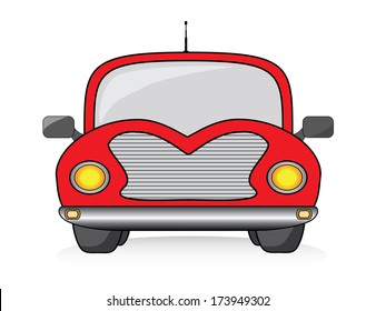Red muscle car vector design, front view. Abstract red car eps10 vector design.