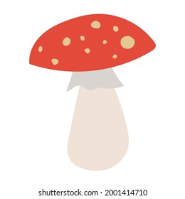 Red mushroom. Amanita isolated. Poisonous Mushroom on white background. . Vector illustration