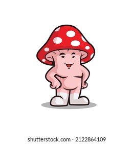 red mushroom character cute vector cartoon illustration 