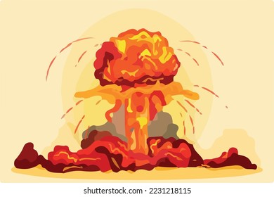 Red mushroom cloud after bıg expolsıon colored