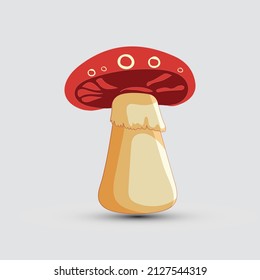 Red mushroom in color cartoon character