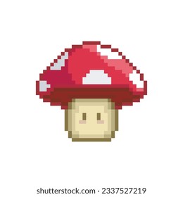 Red mushroom creature, pixel art monster