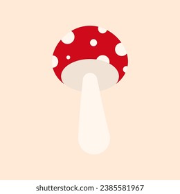 Red Mushroom Flat Design Vector Art Illustration on Isolated Object. Mushroom Vector Illustration. Autumn Vector Theme Illustration. Autumn Theme Vector Illustration.