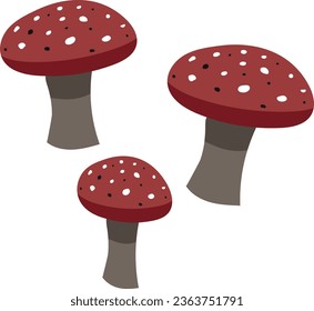 red mushroom fungi vector illustration