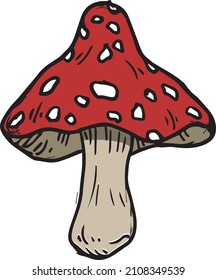 Red Mushroom Hand Drawn Vector Stock Vector (Royalty Free) 2108349539 ...