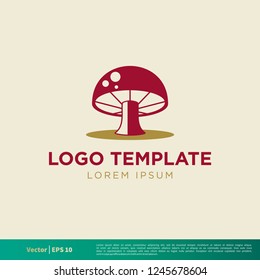 Red Mushroom Icon Vector Logo Template Illustration Design. Vector EPS 10.