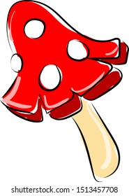Red mushroom, illustration, vector on white background.