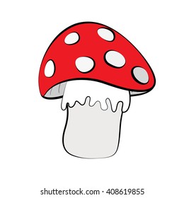 Red mushroom isolated on white background