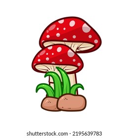 Ilustración vectorial aislada de hongos rojos