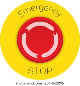 Red mushroom latching emergency stop button. Vector illustration on transparent background - Powered by Shutterstock - Get 15% off with code: PIKWIZARD15