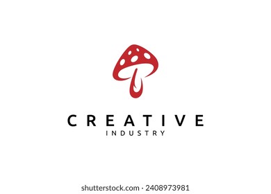 Red mushroom logo in flat design style