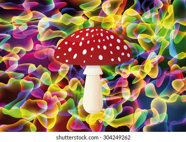 Red mushroom on colorful background, Vector illustration