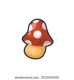 red mushroom in outline flat vector design.