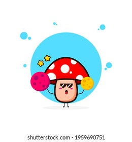 Red mushroom with planet cute character illustration