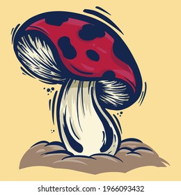 red mushroom plant vector illustration, perfect for t-shirt printing