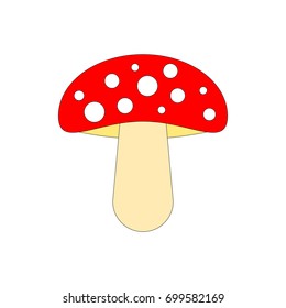 Red mushroom vector icon.