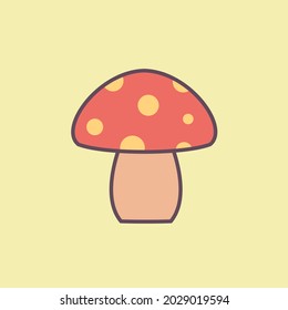 Red mushroom vector icon. Cartoon red mushrooms on the grass isolated on white background. Forest poison mushroom. Amanita in flat style. Vector illustration
