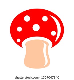 Red mushroom vector icon on white background