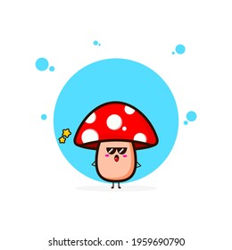 Red mushrooms cool cute character illustration