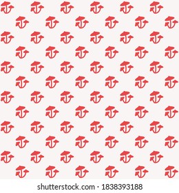 Red mushrooms in group on a white background repeat pattern