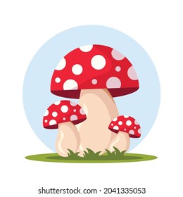 Red mushrooms isolated on white background. Autumn mushrooms concept. Red fly agarics.. Vector stock