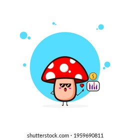 Red mushrooms love data coin cute character illustration