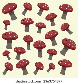 Red Mushrooms pattern vector illustration