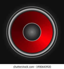 Red music column on gray background, vector illustration