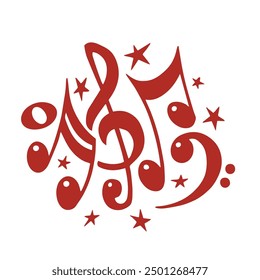 Red Music Doodle Note silhouette eps 10