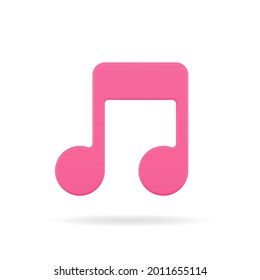 Red music note 3d icon. Volumetric tone symbol of creativity. Audio compositions and sonatas. Decoration of song festivals and concerts. Creation of symphonies. Realistic isolated render
